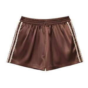 ZARA Brown Athletic Shorts with Lace Stripes Size Medium